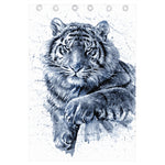 White Tiger Painting Print Curtain