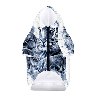 White Tiger Painting Print Dog Zip Up Hoodie