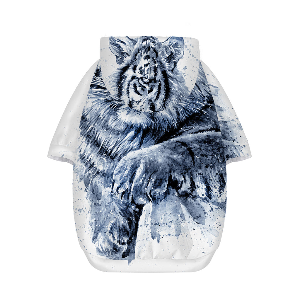 White Tiger Painting Print Dog Zip Up Hoodie