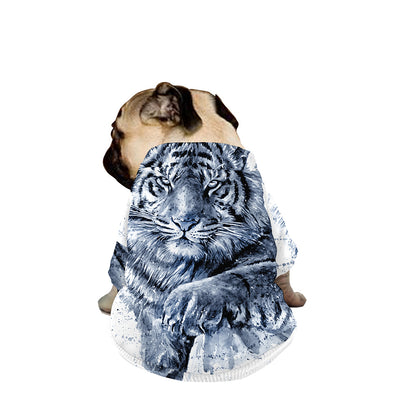 White Tiger Painting Print Dog Zip Up Jacket