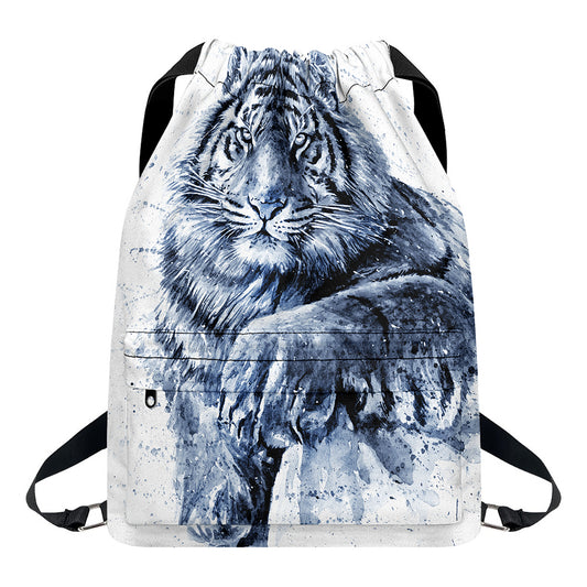 White Tiger Painting Print Drawstring Backpack
