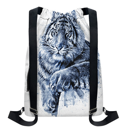 White Tiger Painting Print Drawstring Backpack