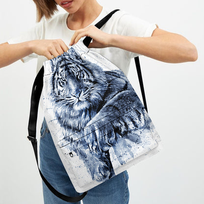 White Tiger Painting Print Drawstring Backpack