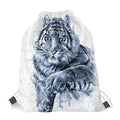 White Tiger Painting Print Drawstring Bag