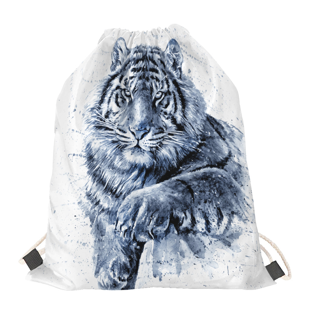 White Tiger Painting Print Drawstring Bag