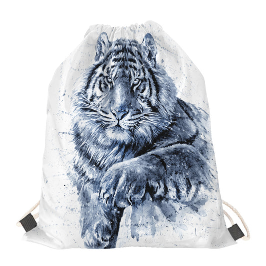 White Tiger Painting Print Drawstring Bag