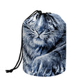White Tiger Painting Print Drawstring Makeup Bag