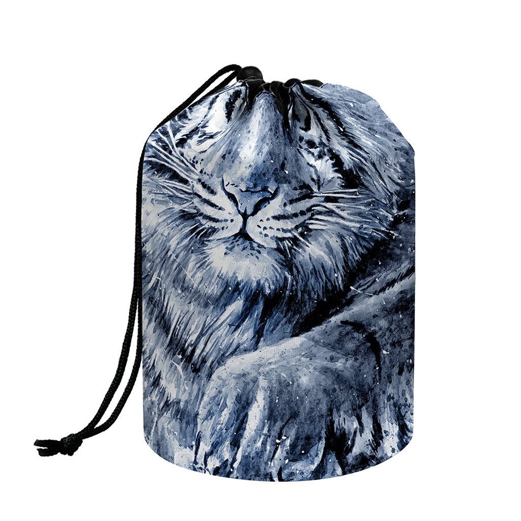 White Tiger Painting Print Drawstring Makeup Bag