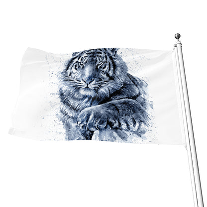 White Tiger Painting Print Flag