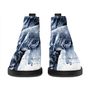 White Tiger Painting Print Flat Ankle Boots