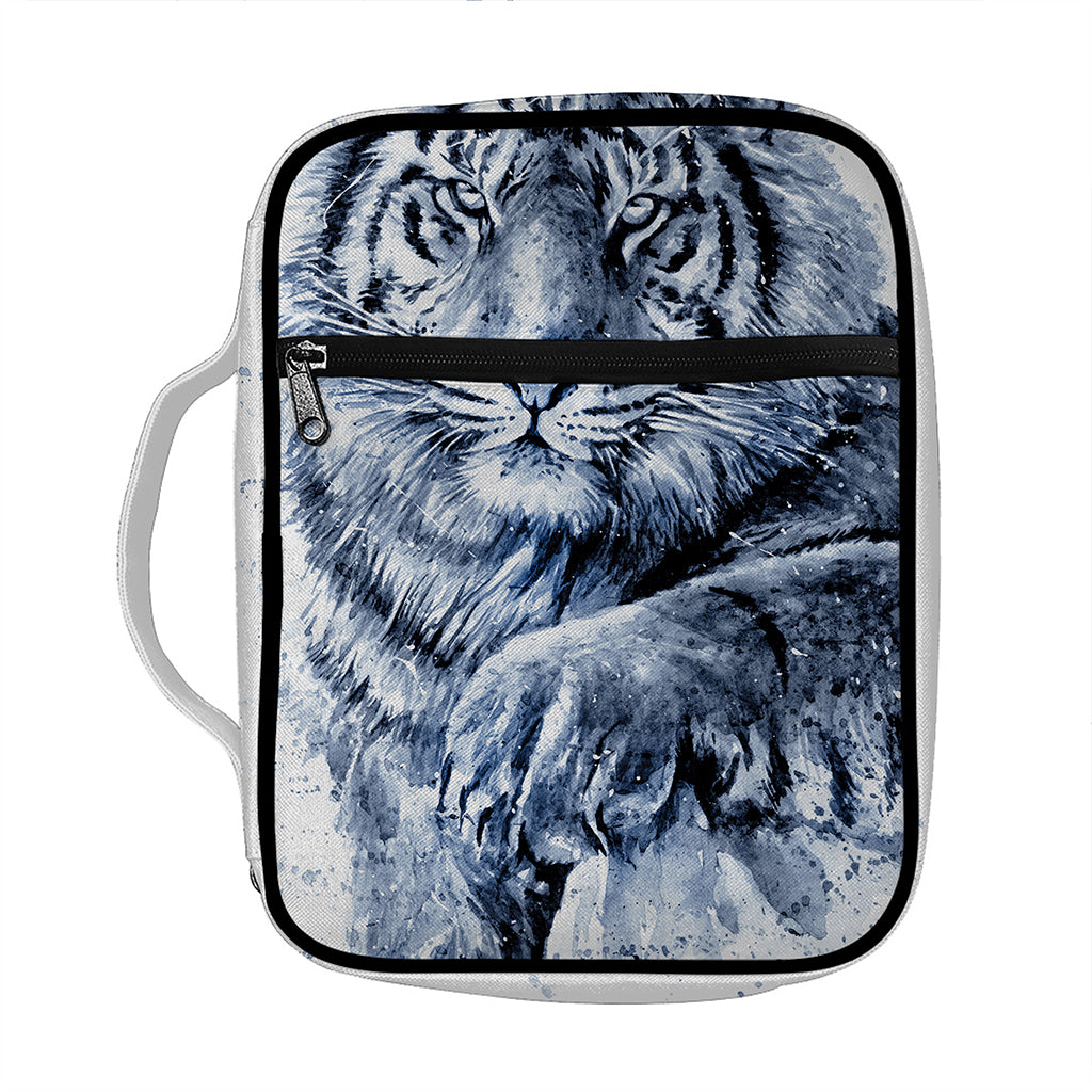 White Tiger Painting Print Front Pocket Bible Bag