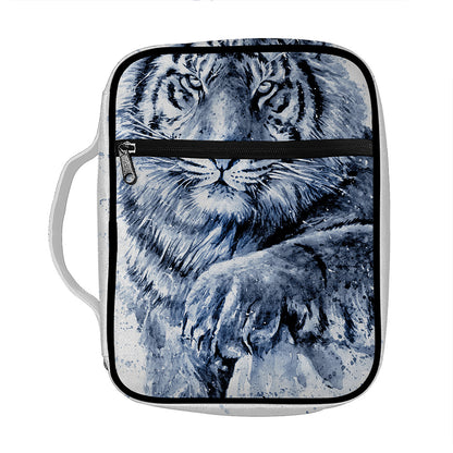 White Tiger Painting Print Front Pocket Bible Bag