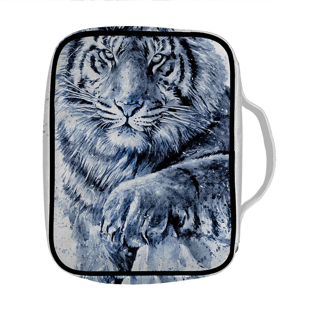 White Tiger Painting Print Front Pocket Bible Bag