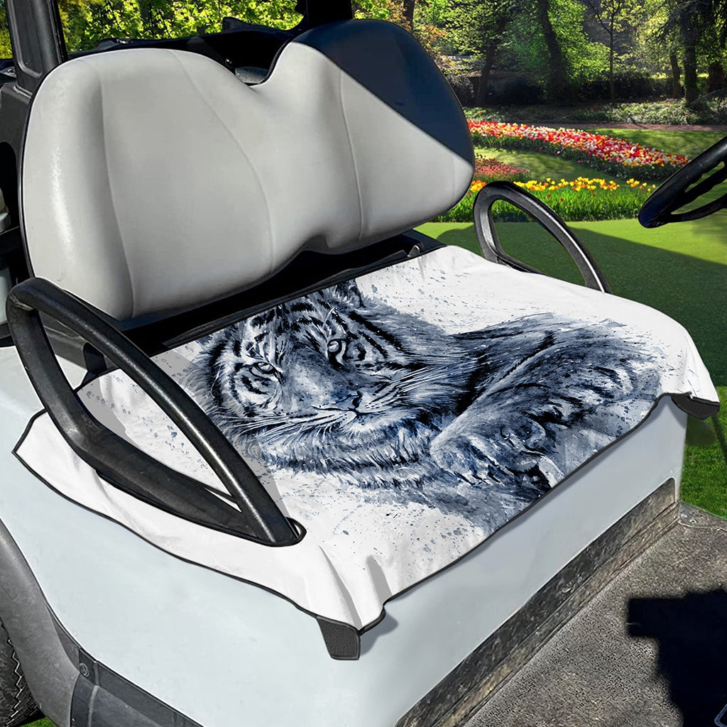 White Tiger Painting Print Golf Cart Seat Cover