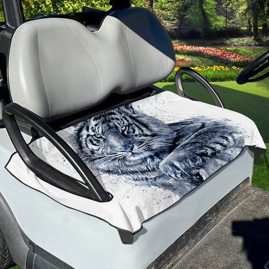 White Tiger Painting Print Golf Cart Seat Cover