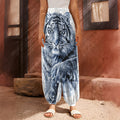 White Tiger Painting Print Harem Pants