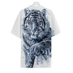 White Tiger Painting Print Hawaiian Shirt