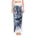 White Tiger Painting Print High Slit Maxi Skirt