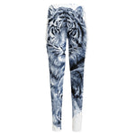 White Tiger Painting Print High-Waisted Pocket Leggings