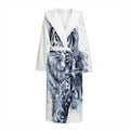 White Tiger Painting Print Hooded Bathrobe