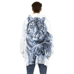 White Tiger Painting Print Hoodie Blanket