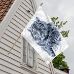 White Tiger Painting Print House Flag