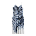 White Tiger Painting Print Jersey Midi Cami Dress