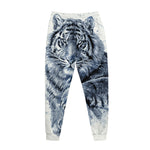 White Tiger Painting Print Jogger Pants