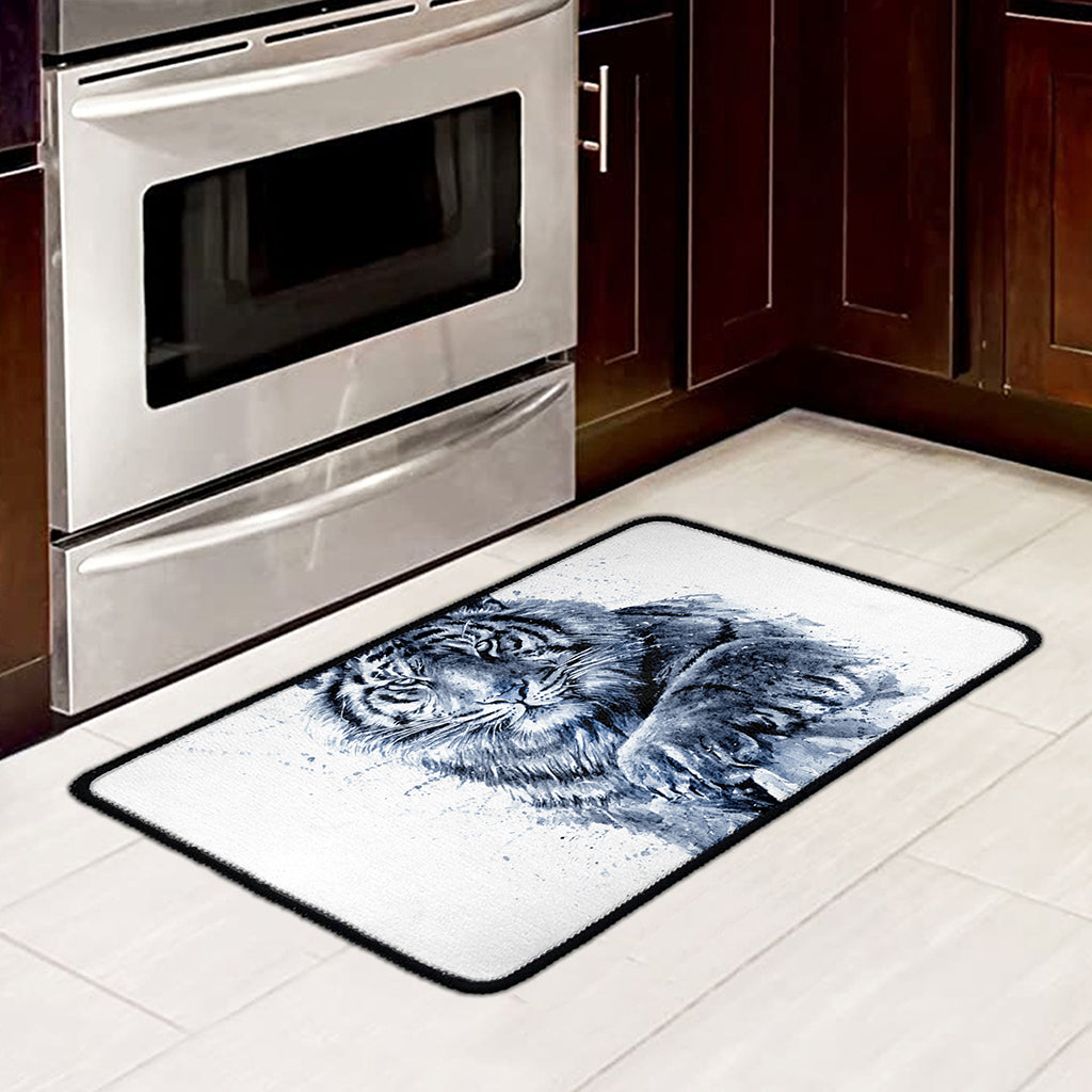 White Tiger Painting Print Kitchen Mat