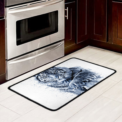 White Tiger Painting Print Kitchen Mat
