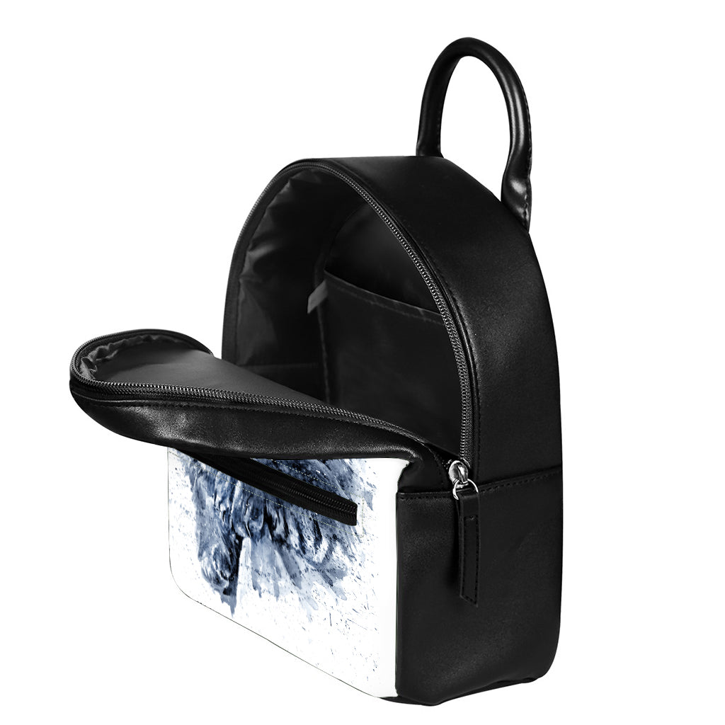 White Tiger Painting Print Leather Backpack