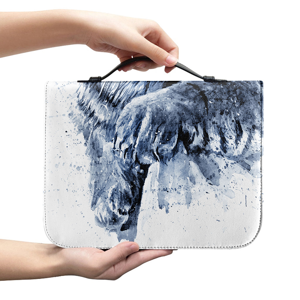White Tiger Painting Print Leather Bible Cover
