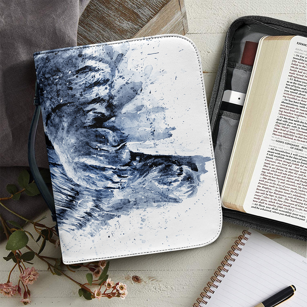 White Tiger Painting Print Leather Bible Cover