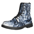 White Tiger Painting Print Lace-Up Boots