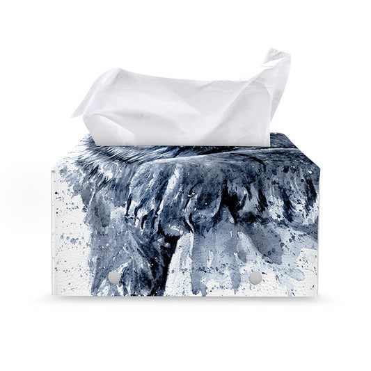 White Tiger Painting Print Leather Tissue Box Cover