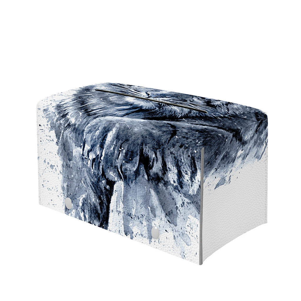White Tiger Painting Print Leather Tissue Box Cover