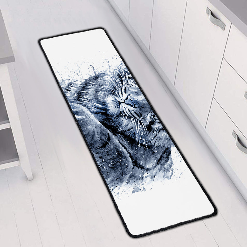 White Tiger Painting Print Long Kitchen Mat