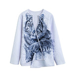 White Tiger Painting Print Long Sleeve Short Coat
