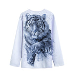 White Tiger Painting Print Long Sleeve Short Coat