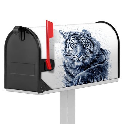 White Tiger Painting Print Mailbox Cover