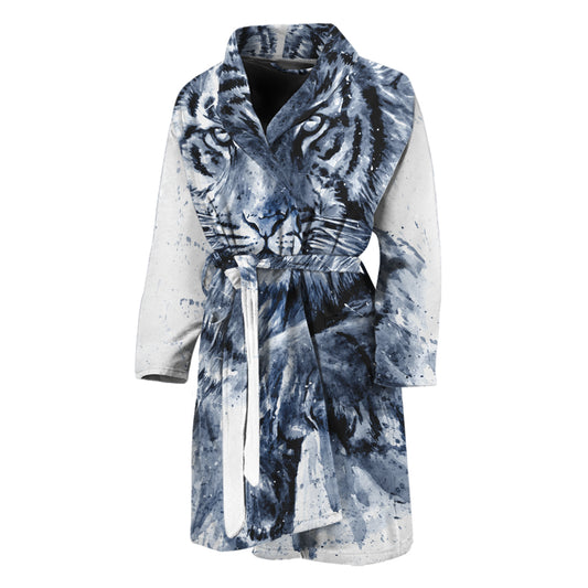 White Tiger Painting Print Men's Bathrobe