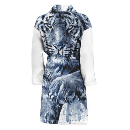 White Tiger Painting Print Men's Bathrobe