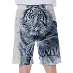 White Tiger Painting Print Men's Beach Shorts