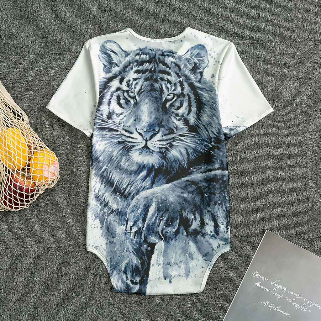 White Tiger Painting Print Men's Bodysuit