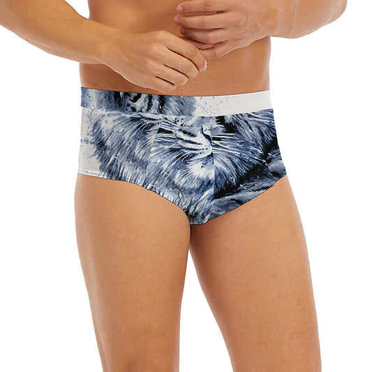 White Tiger Painting Print Men's Briefs