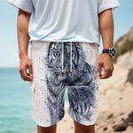 White Tiger Painting Print Men's Cargo Shorts