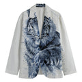 White Tiger Painting Print Men's Cotton Blazer