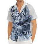 White Tiger Painting Print Men's Deep V-Neck Shirt