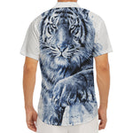 White Tiger Painting Print Men's Deep V-Neck Shirt