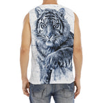 White Tiger Painting Print Men's Fitness Tank Top